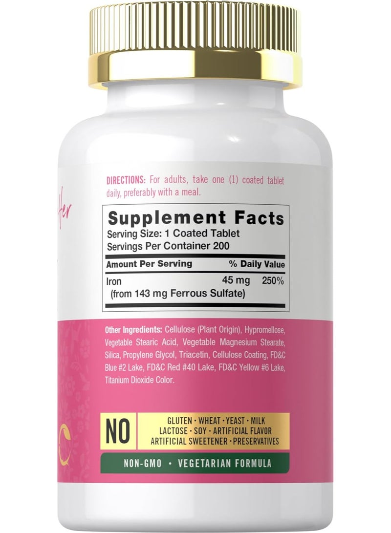 Carlyle Iron Supplement for Women | 45mg | 200 Slow Release Tablets - Image 2